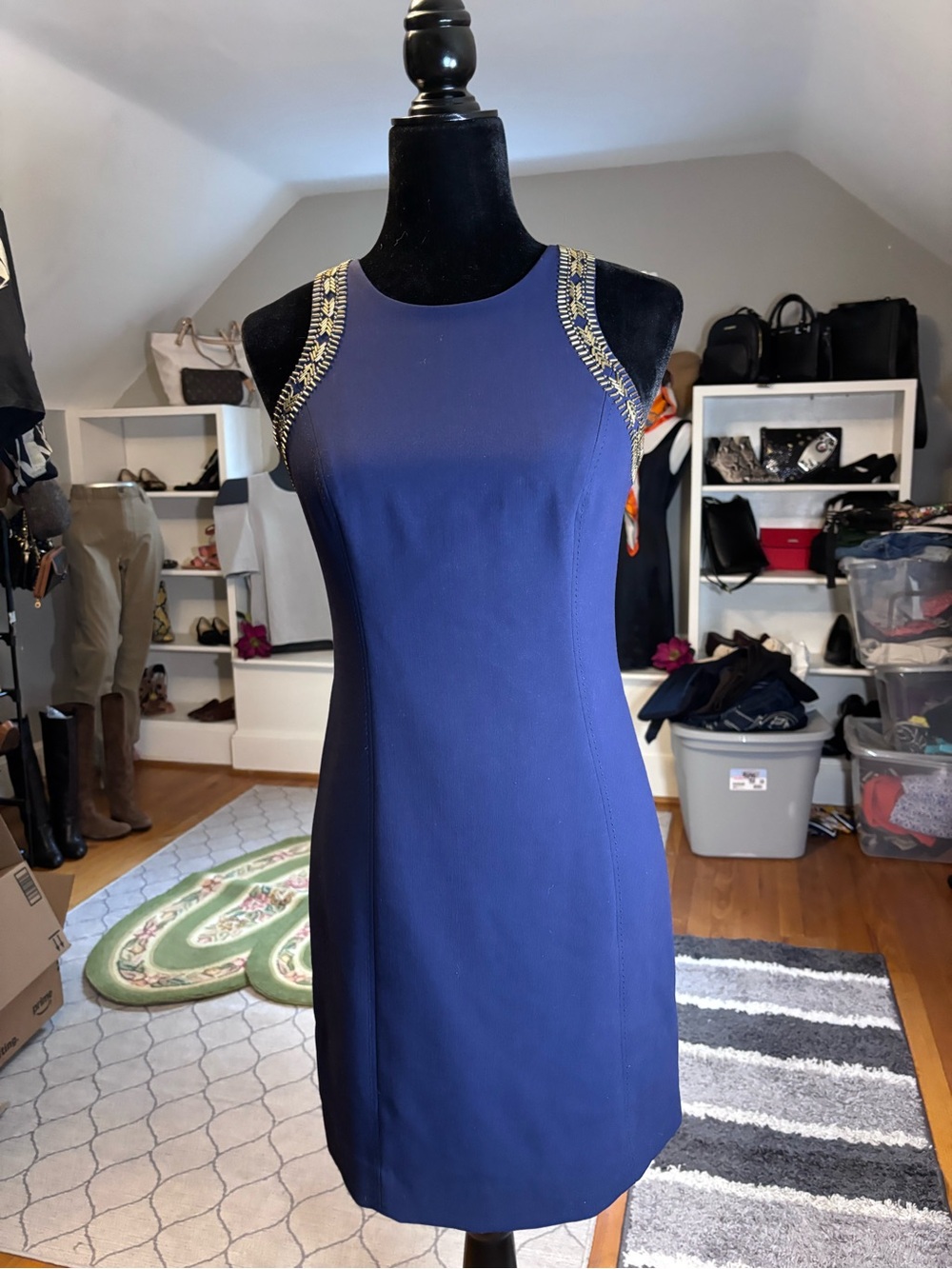 Lilly Pulitzer Blue Embellished Sheath Dress Size 0 -Cocktail, Wedding, Resort - Picture 3 of 10